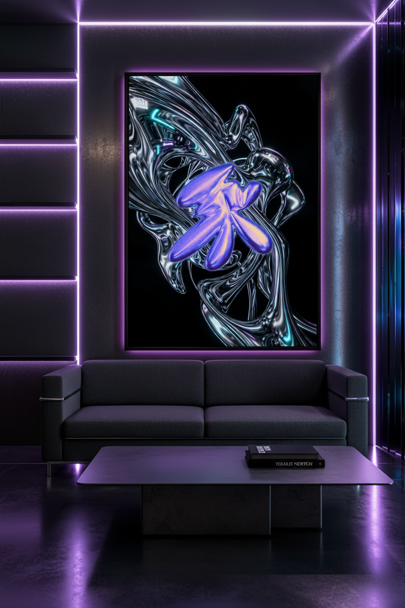 Cyber metal liquid poster design